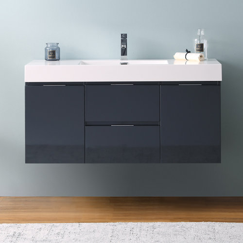 Ivy Bronx Kaydis Ivy Bronx 48" Wall Mounted Single Sink Bathroom Vanity Set & Reviews Wayfair
